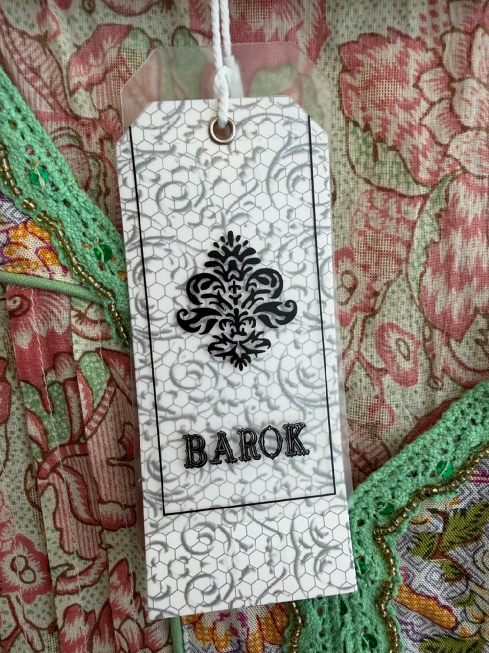 Barok Paris Floral Midi Dress Lace‎ Metallic Ruffle Size Small NWT Boho - Picture 6 of 10